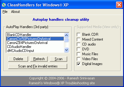 AutoPlay Cleanup Utility for XP and Vista - CleanHandlers