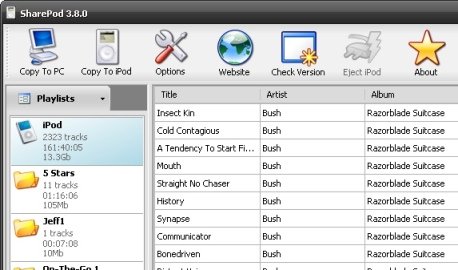 Manage your iPod easily with Sharepod