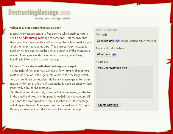 Send Self Destructing Message