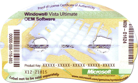 Lost Windows Vista Product Key