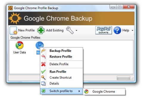 Backup and restore Google Chrome profile