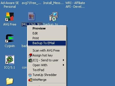 Right click and backup file to GMAIL