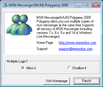 Run multiple copies of msn Messenger with Polygamy 2009