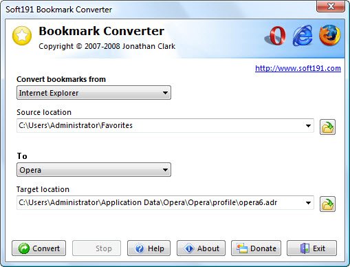Convert IE, Firefox & Opera Bookmarks in One Format
