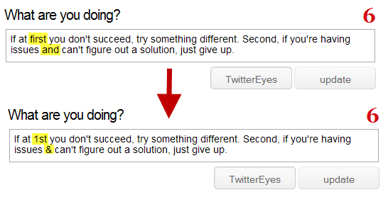 Shortens tweets before you send: TwitterEyes