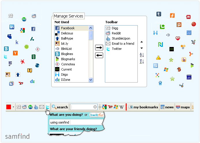 Organize Firefox Favorite Bookmarks with Samfind Bookmarks Bar