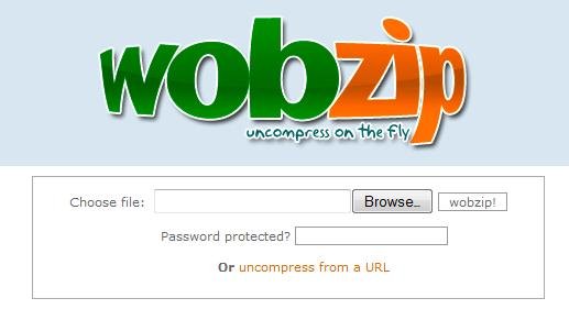 Extracts rar & Zip Files online with WobZip