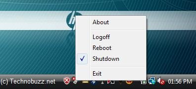 Logoff, Reboot or Shutdown your PC from system tray