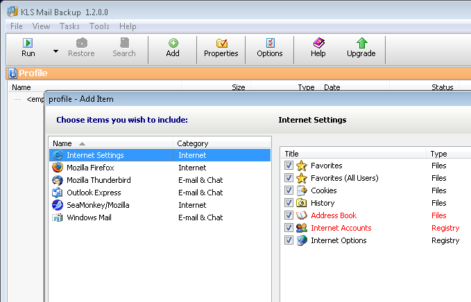 Backup & restore Windows Mail, Outlook Express, Mozilla Thunderbird, Firefox profiles