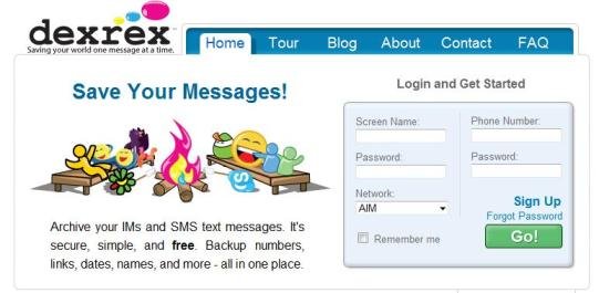 Save your SMS, IMs and Messages with Dexrex