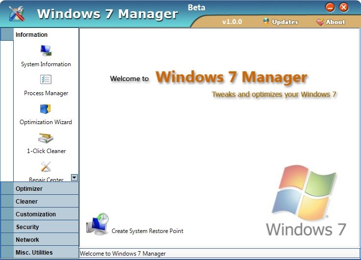 Windows 7 Manager, Tweak Windows 7, Windows 7