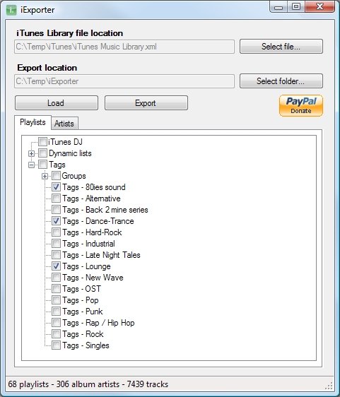 iExporter : Export iTunes playlists