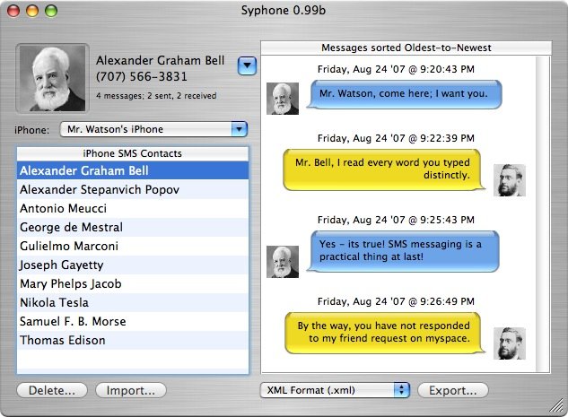Syphone: Backup iPhone SMS on your MAC