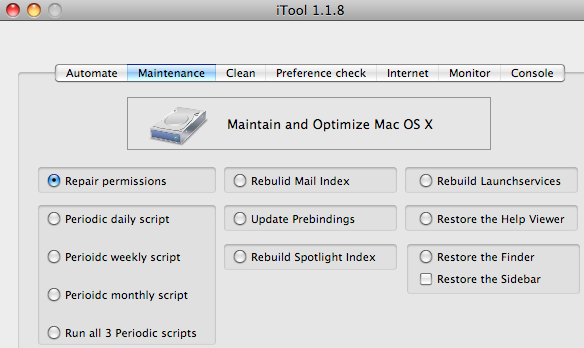 MAC, itool, Maintance, System Tools