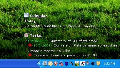 Display Outlook tasks and calendar on desktop: Desktask