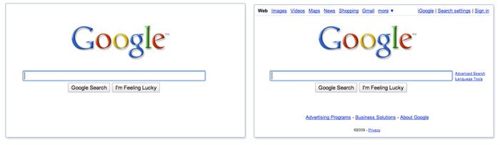 Google new fade-in homepage