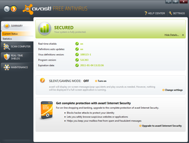 Avast 5 antivirus Free Download