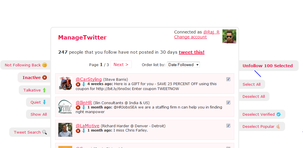 Twitter, Unfollow, Followers, Managetwitter