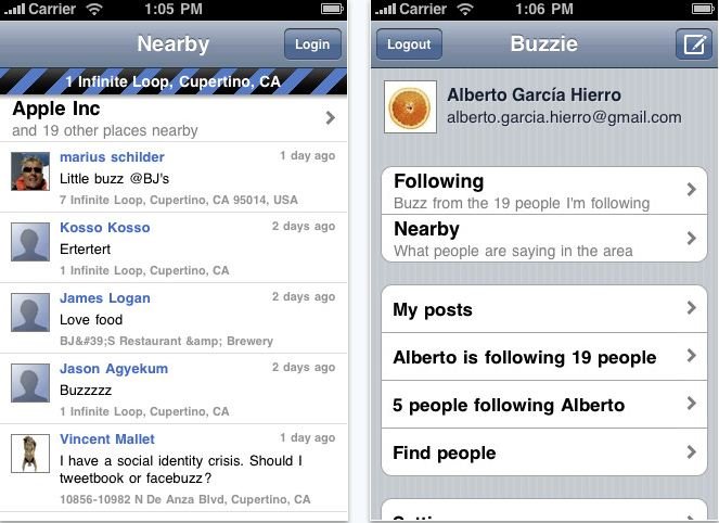 buzzie, Iphone App, Google Buzz buzzie, Iphone App, Google Buzz