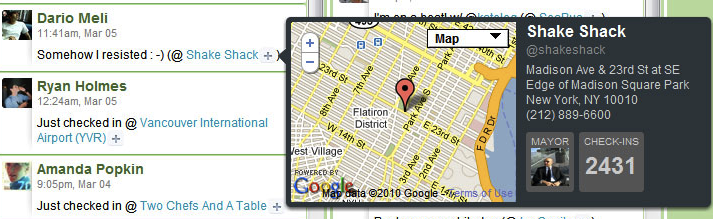 Foursquare, MySpace, Hootsuite