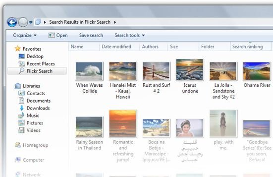 Search Flickr Images in Windows 7 Search with Flickr Search Connector