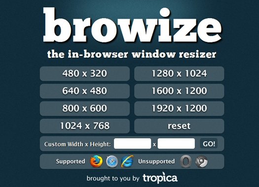 Resize Browser online with Browize