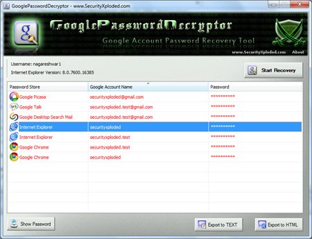 Recover your google passwords with GooglePasswordDecryptor