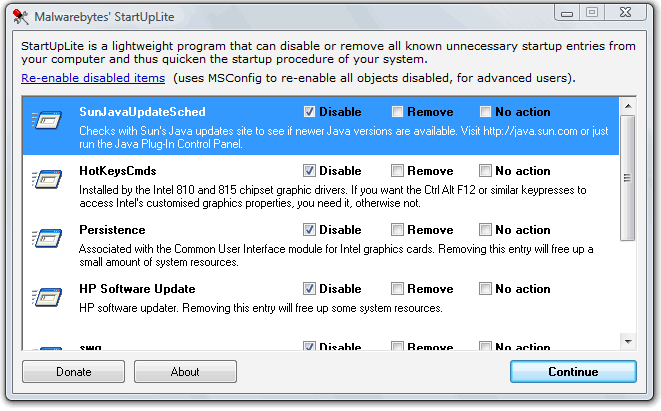 Disable unnecessary startup programs with StartUpLite