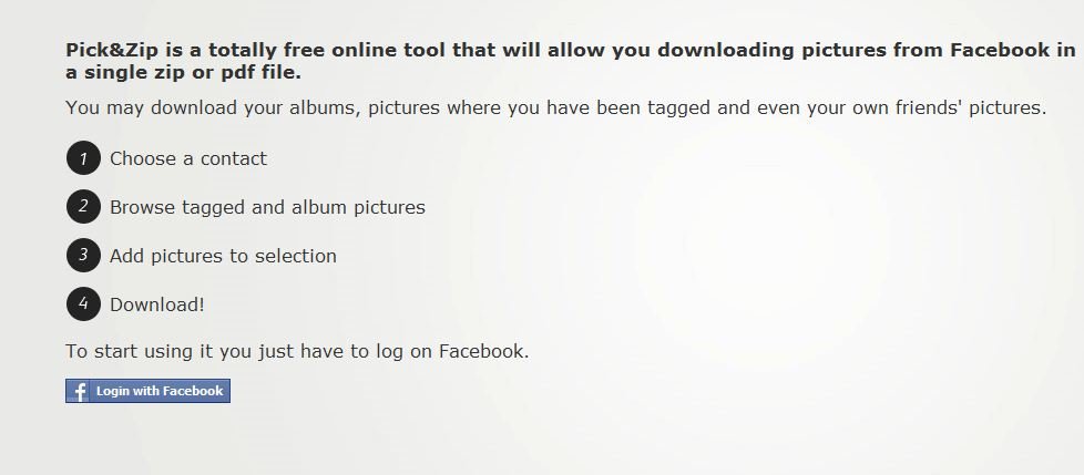Download Facebook Album with Picknzip