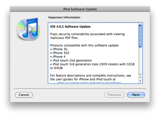 Apple releases iOS 4.0.2 update for iPhone, iOS 3.2.2 update for iPad
