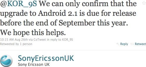 Android 2.1 coming to Sony Xperia X10 in September