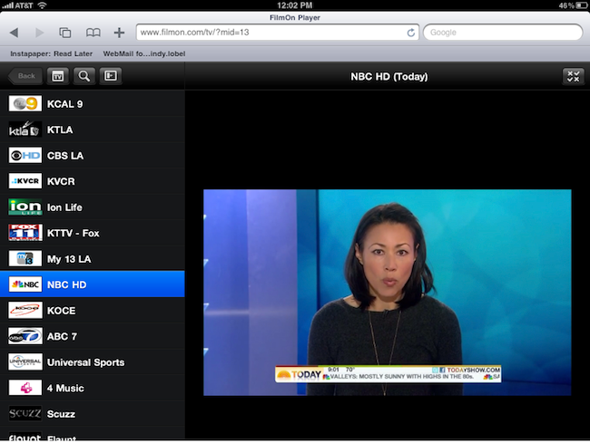 FilmOn, streaming media, live streaming, Apple iPad