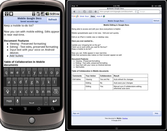 Edit Google Docs in Android, iPhone and iPad Browser