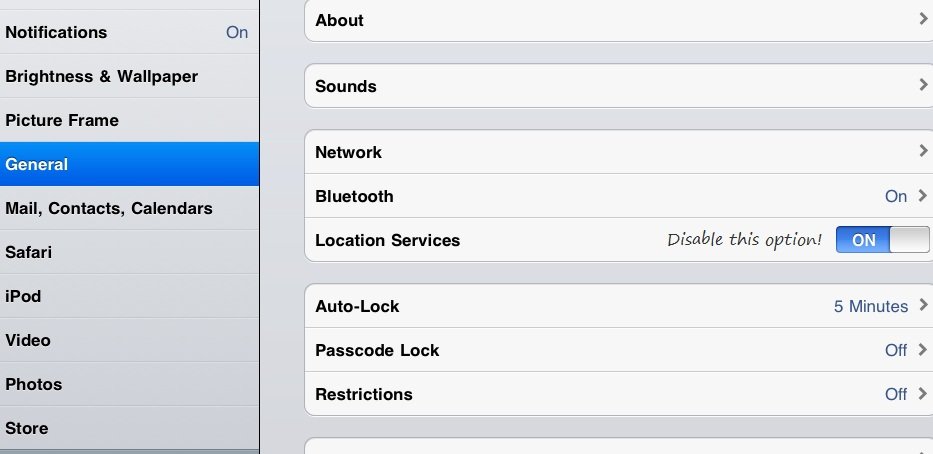 Disable Location Services