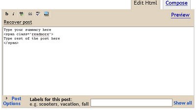 How to create expandable post summaries in Blogger