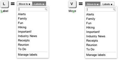 Gmail new Label and Move Drop Downs
