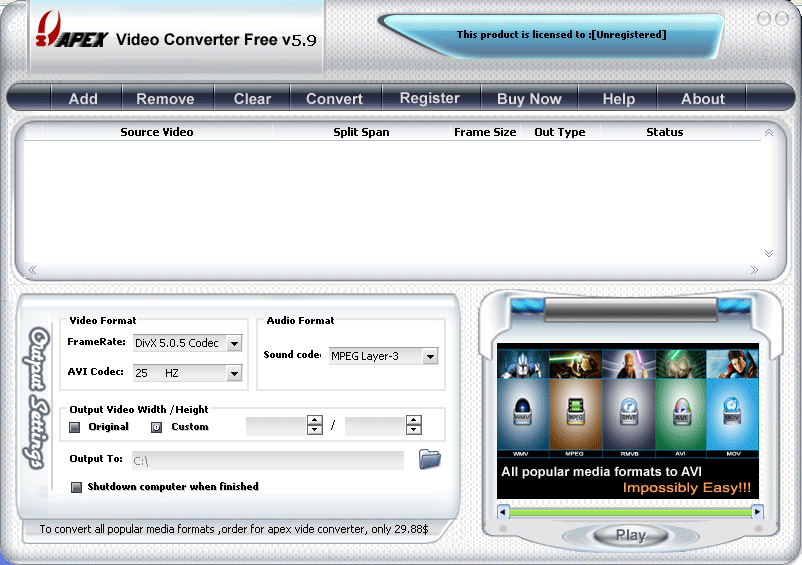 Convert all video formats to many other formats