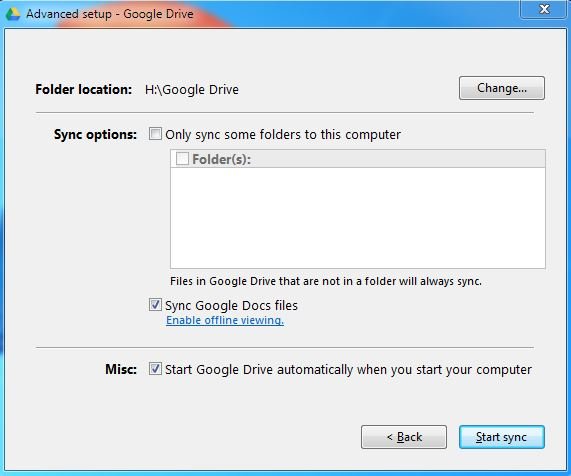 Advance Setup Google Drive