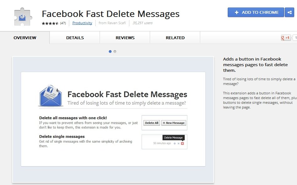 Install Facebook Fast Delete Messages Addon