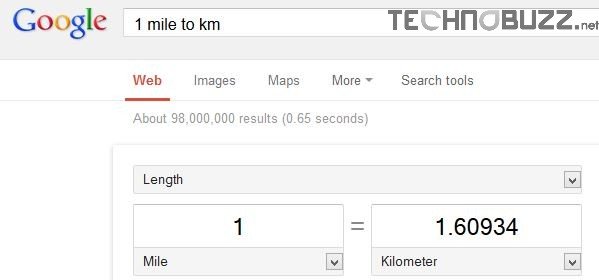 Convert units of measurement in Google Search