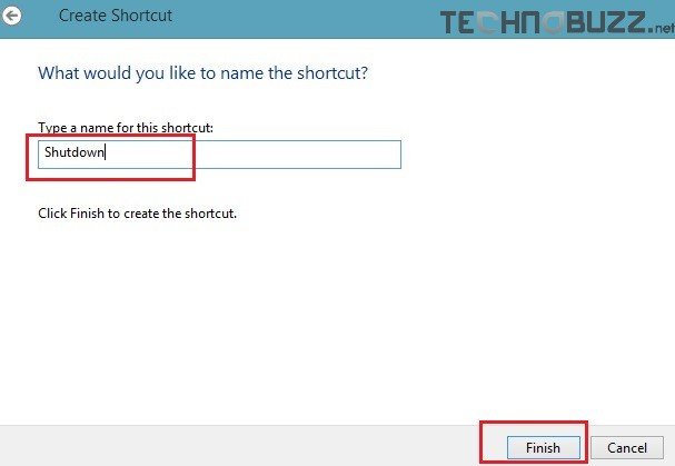 Type a name For Shortcut