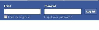 facebook login page