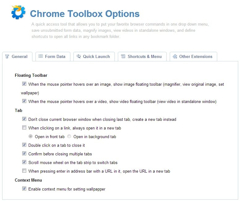 Chrome Toolbox Features