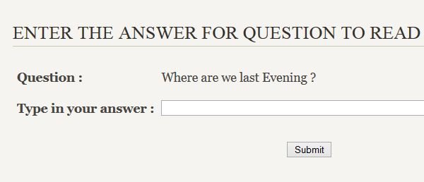 Enter the Question Answer to read Mail