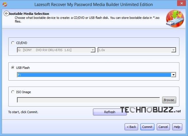 Select Media to Reset Windows 8 Password