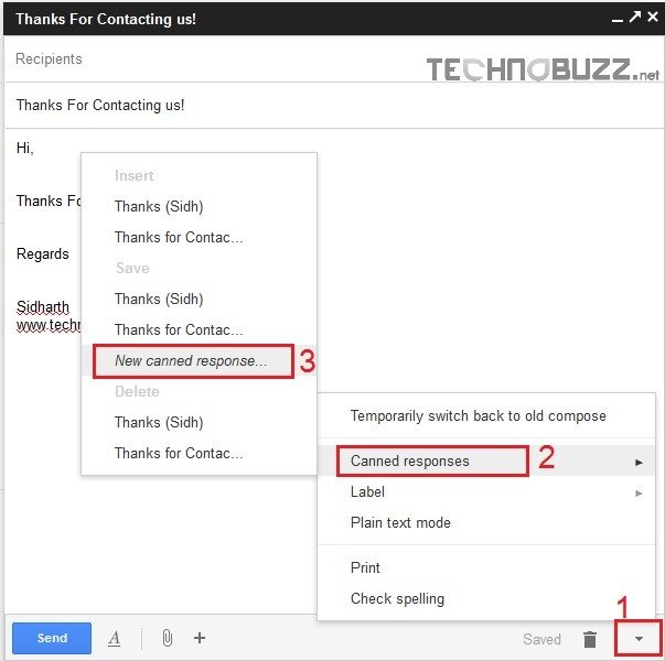 Create New Canned response