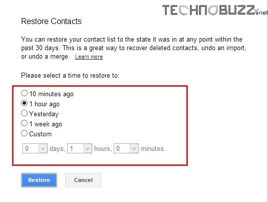 Restore Gmail Contacts
