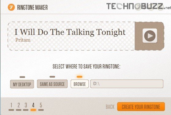 Select Destination to Save Ringtones