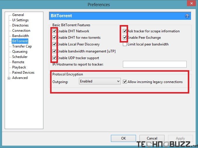 UTorrent Protocol Settings