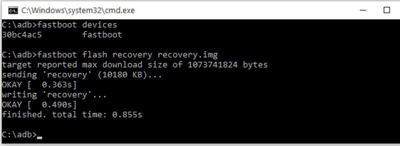 Fastboot flash recovery recovery
